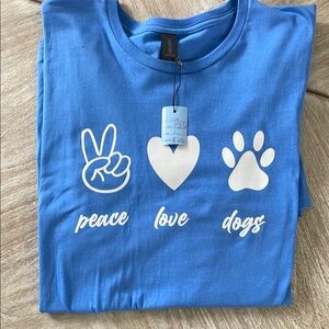 Unisex Blue Peace Love Dogs T-Shirt